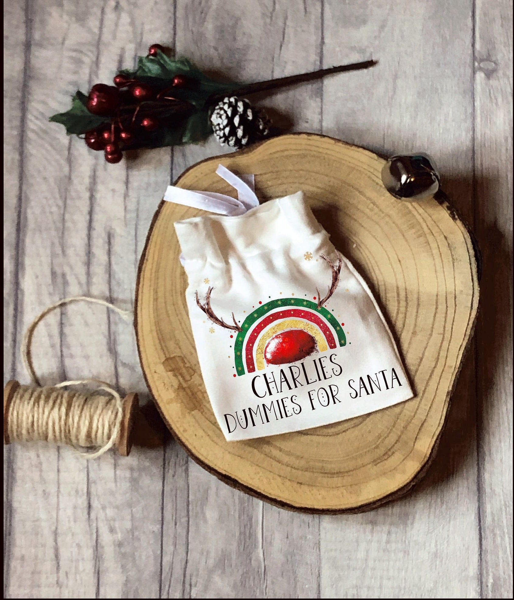 Personalised Santa Dummies Bag, Father Christmas Dummies Bag,