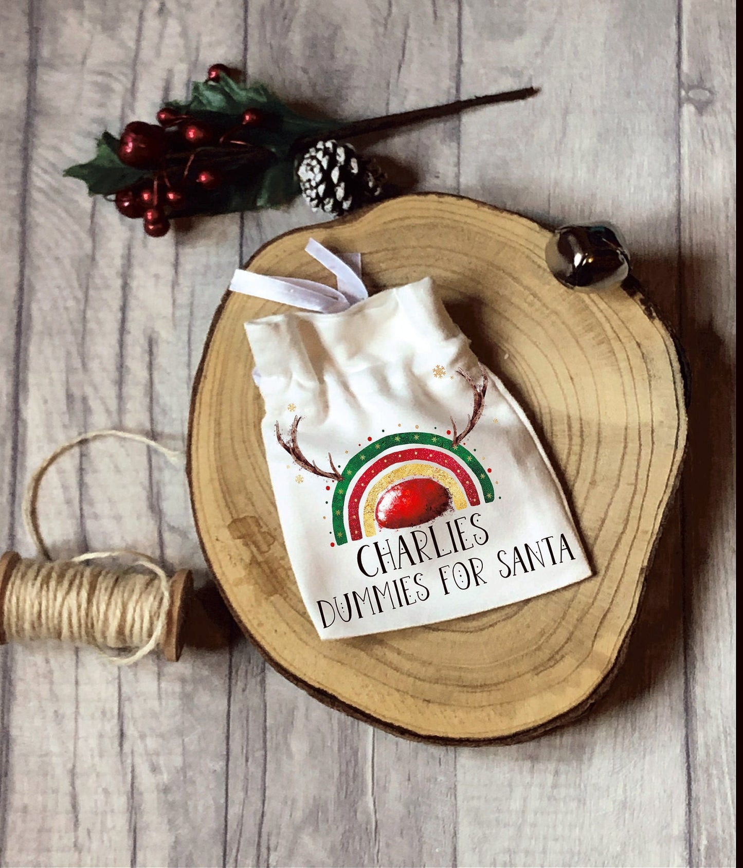 Personalised Santa Dummies Bag, Father Christmas Dummies Bag,