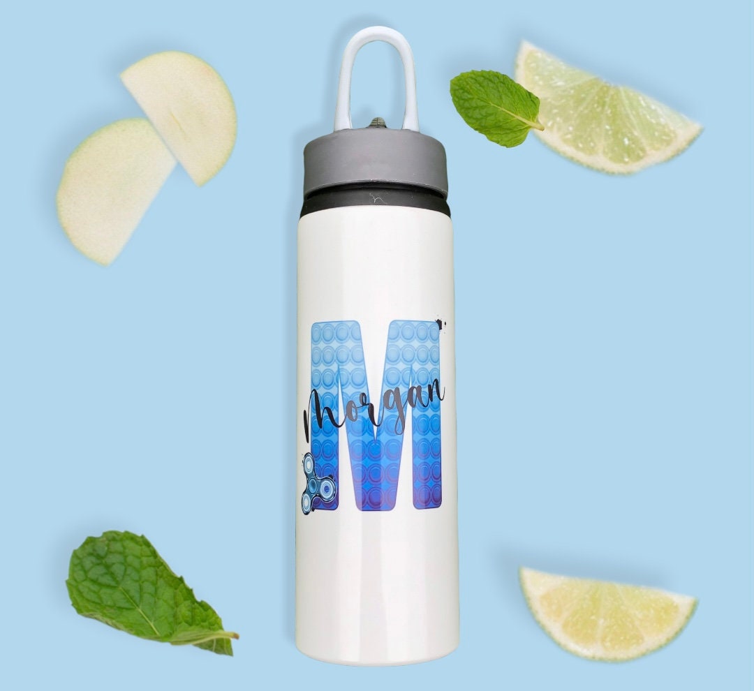 Personalised Poppit Fidget Water Bottle, Poppit Fidget Aluminium Drinks Bottle, Kids Poppit Drinks Bottle, Stocking Filler