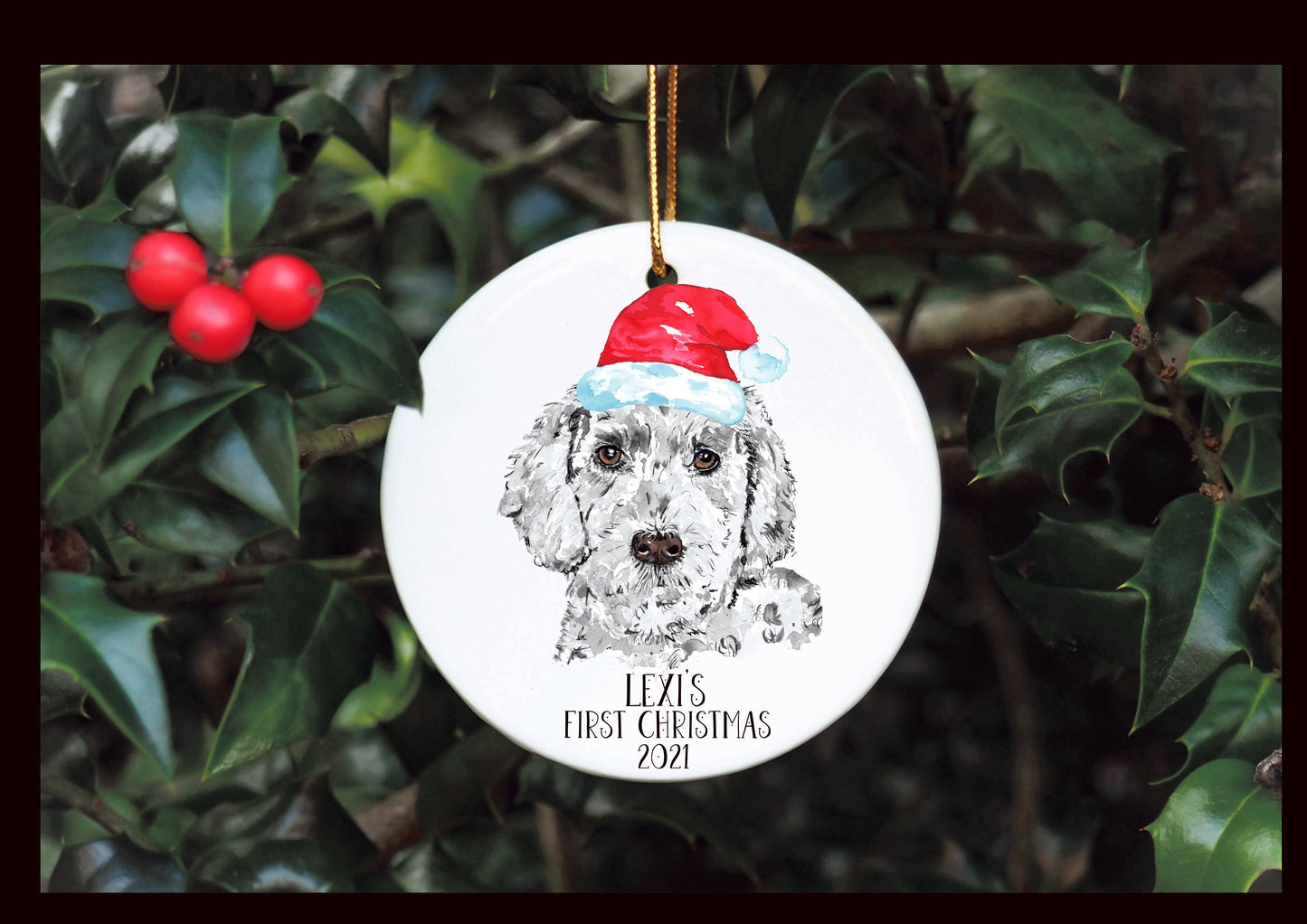Dog First Christmas Bauble, Santa Paws Christmas Tree Decoration, Pet Christmas Bauble, Personalised Dog Ornament, Cockapoo Bauble