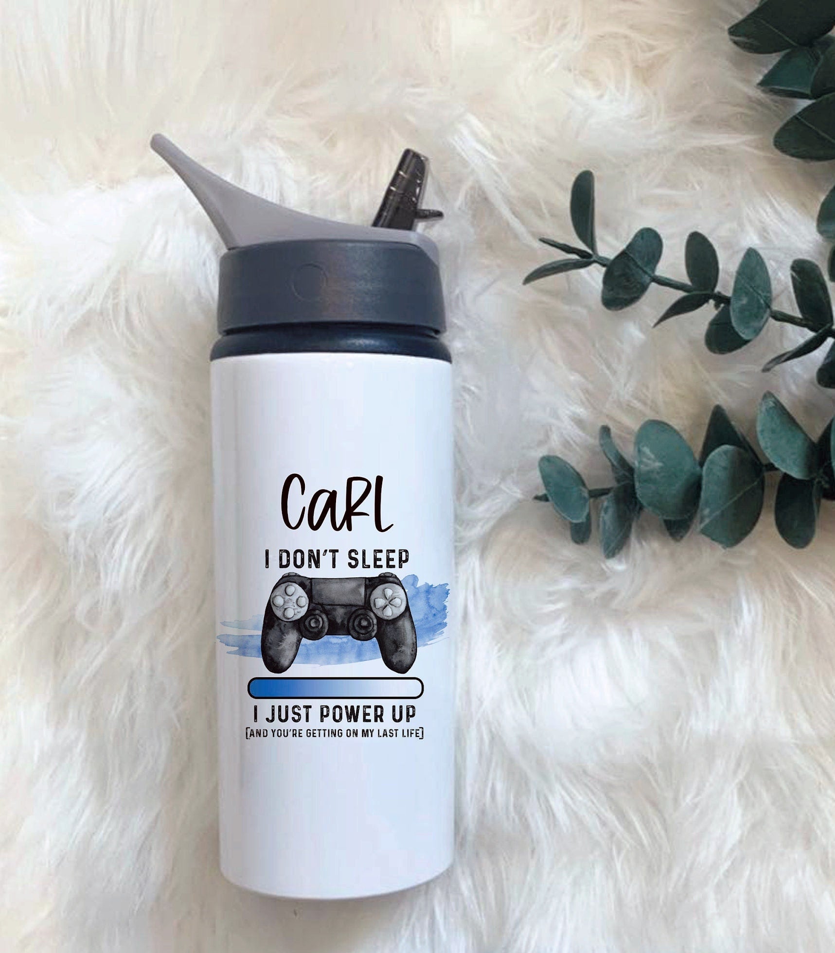 Personalised Gamer Bottle, Gaming Legend Drinks Bottle, Gaming Water Bottle With Straw, Gamers Christmas Gift, Stocking Filler Gifts