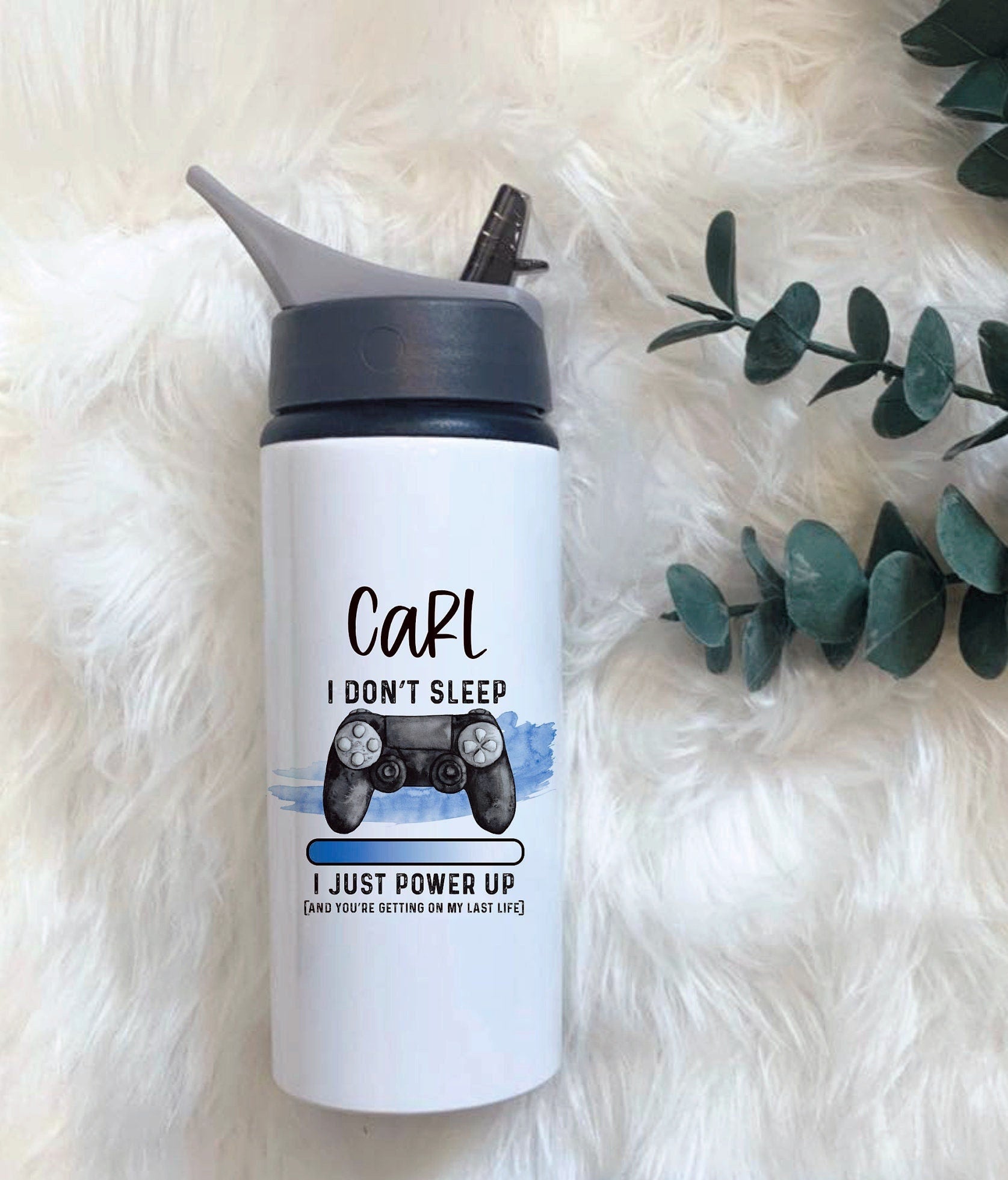 Personalised Gamer Bottle, Gaming Legend Drinks Bottle, Gaming Water Bottle With Straw, Gamers Christmas Gift, Stocking Filler Gifts