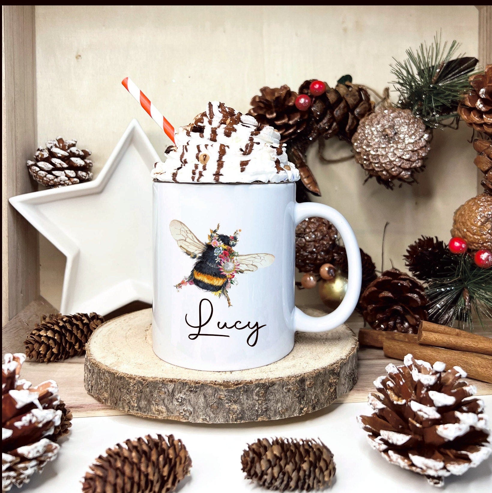 Personalised Bee Mug, Bumble Bee Mug Gift Set, Bee Gifts, Bumble Bee Gift, Secret Santa, Stocking Filler, Gifts For Her