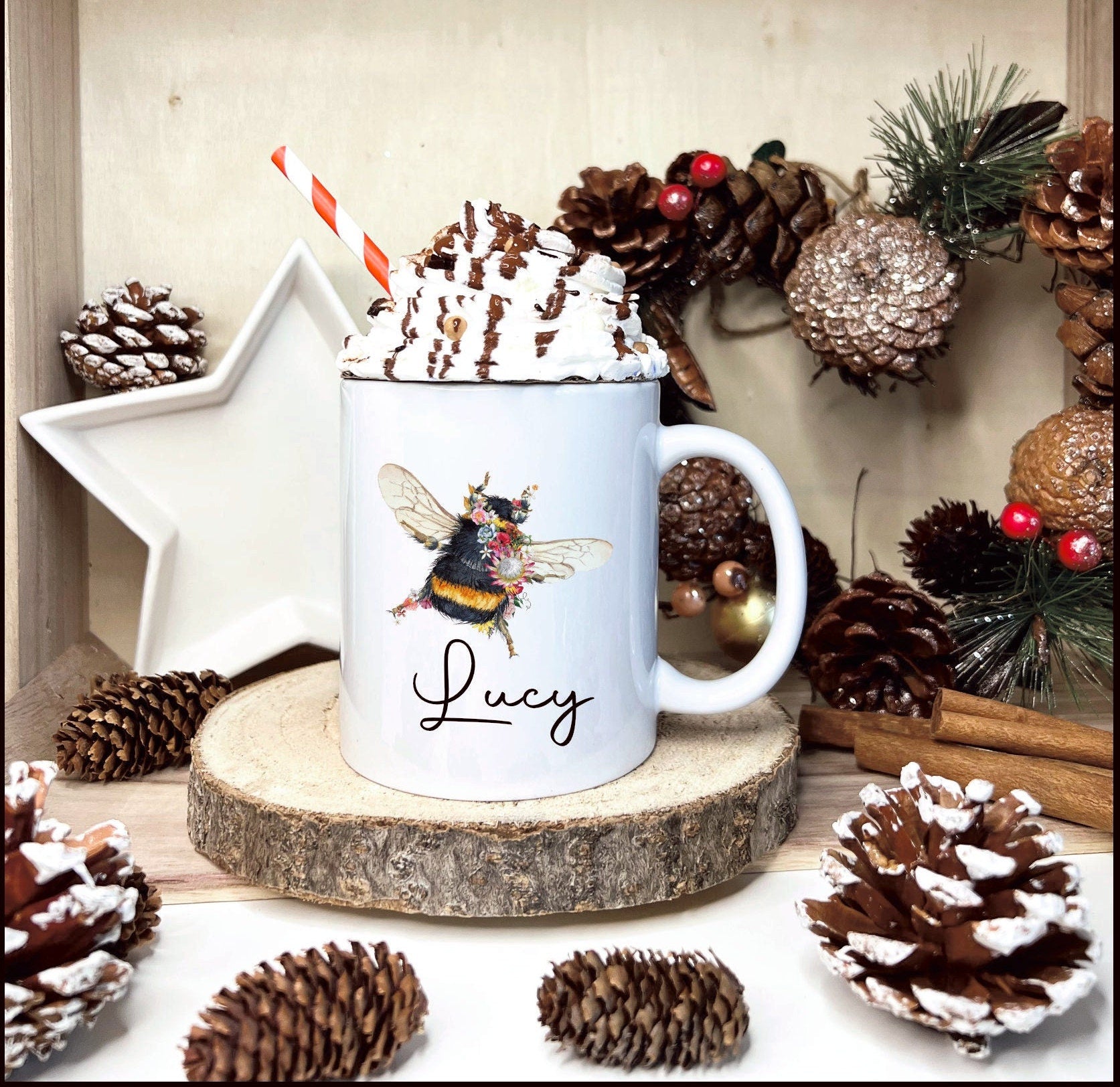 Personalised Bee Mug, Bumble Bee Mug Gift Set, Bee Gifts, Bumble Bee Gift, Secret Santa, Stocking Filler, Gifts For Her