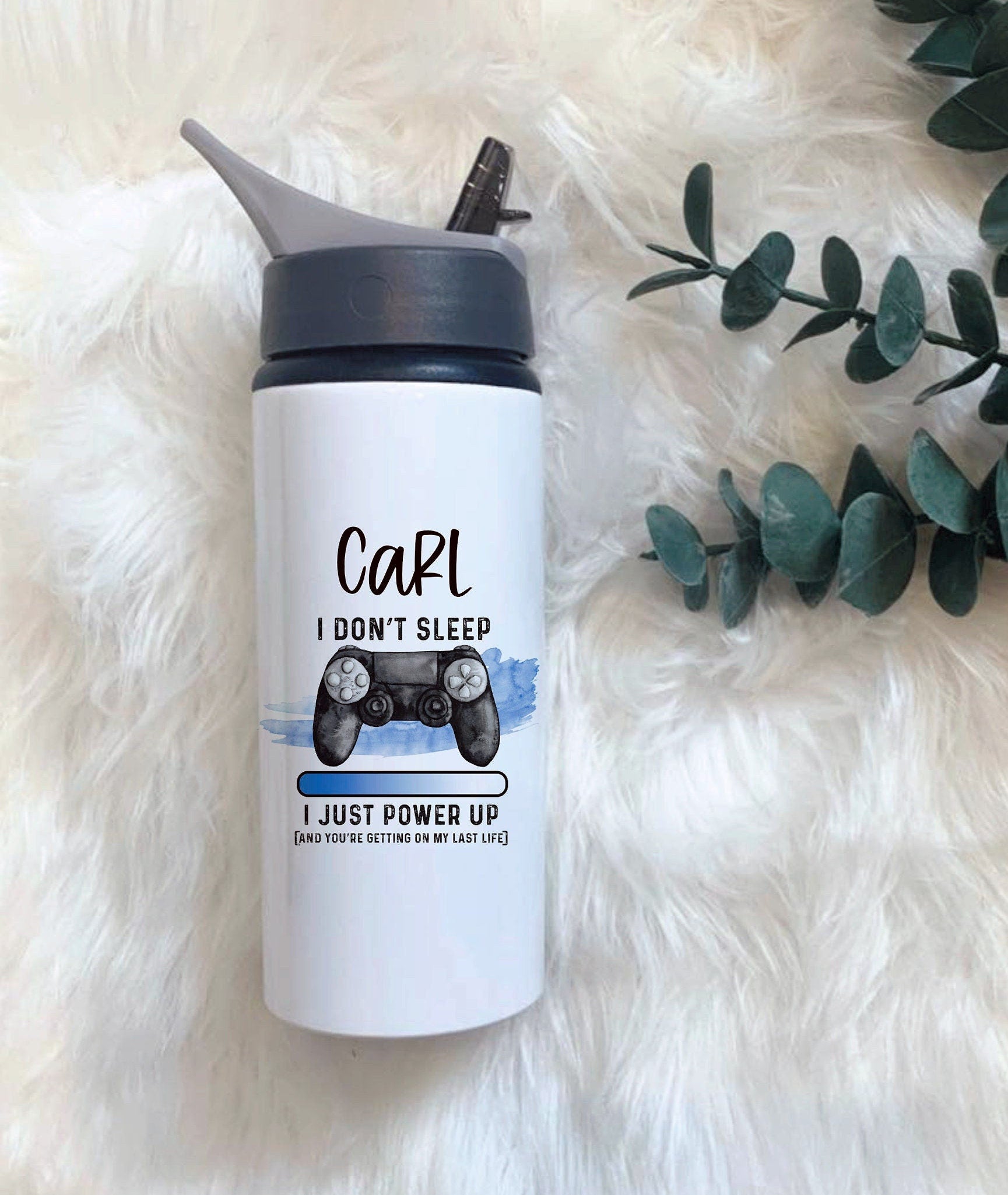 Personalised Gamer Bottle, Gaming Legend Drinks Bottle, Gaming Water Bottle With Straw, Gamers Christmas Gift, Stocking Filler Gifts