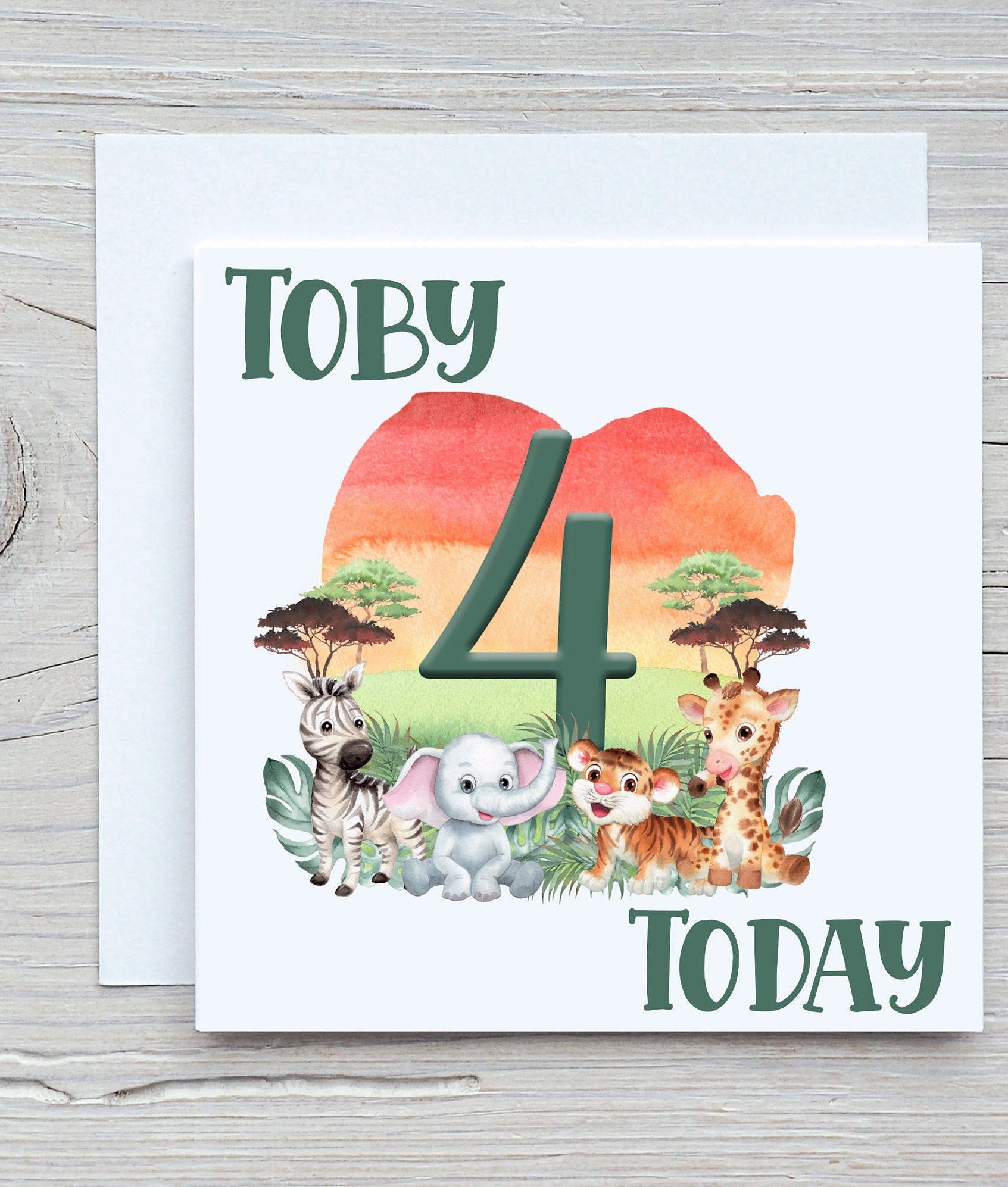Kids Personalised Jungle Birthday Card, Kids Jungle Birthday Card, Children's Personalised Jungle Birthday Card