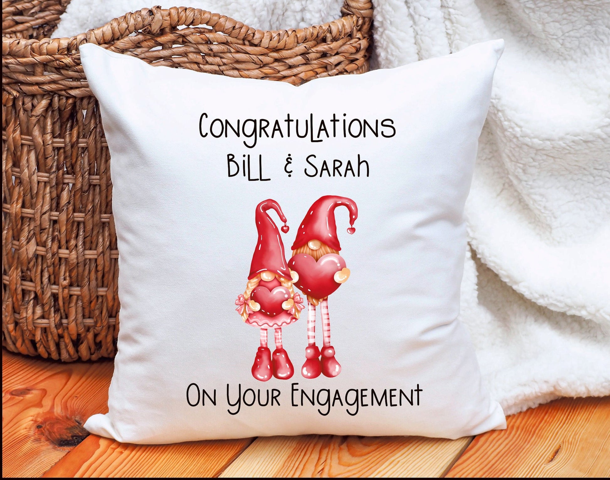Engagement Cushion Gift, Personalised Engagement Cushion Gift, Couple Engagement Gift