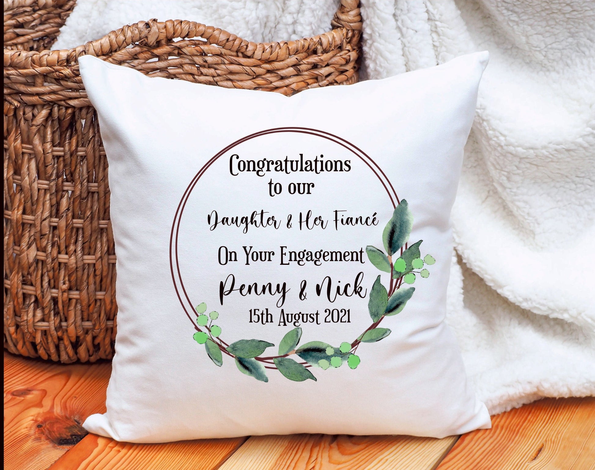 Engagement Cushion Gift, Personalised Engagement Cushion Gift, Couple Engagement Gift, Daughter Engagement Gift, Son Engagement Gift