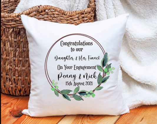 Engagement Cushion Gift, Personalised Engagement Cushion Gift, Couple Engagement Gift, Daughter Engagement Gift, Son Engagement Gift