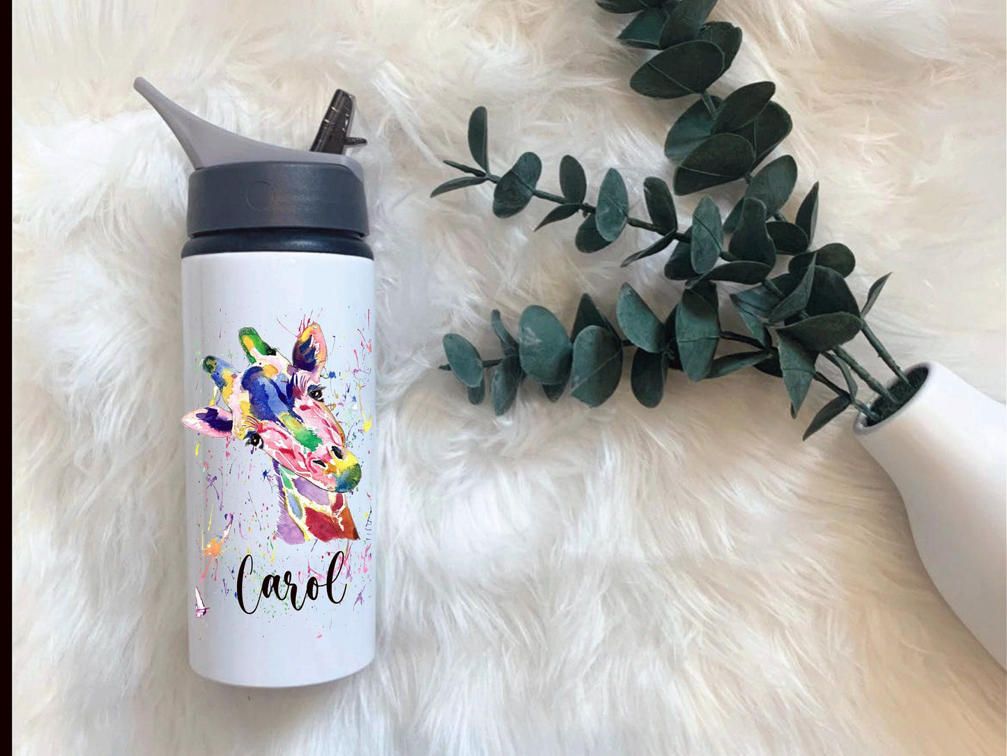 Personalised Drink Bottle, Giraffe Water Bottle, Drink Bottle With Handle, Personalised Giraffe Water Bottle, Friend Gift, Giraffe Gift