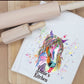 Personalised Horse T-Towel, Watercolour Horse T-Towel, Gifts For The Home, Homewear Gifts.