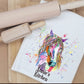 Personalised Horse T-Towel, Watercolour Horse T-Towel, Gifts For The Home, Homewear Gifts.