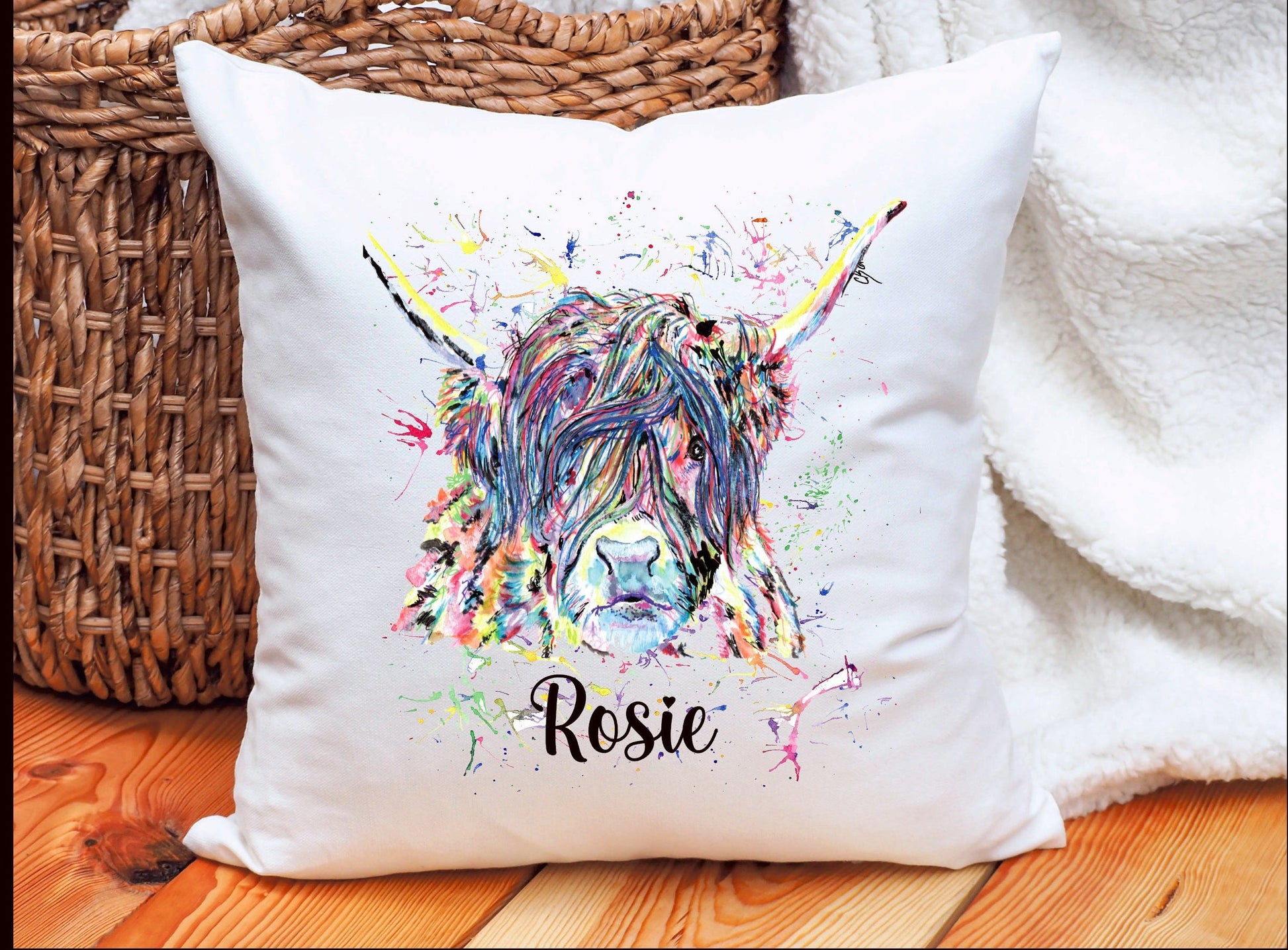 Personalised Highland Cow Mug, Highland Cow Cushion Gift, Personalised Highland Cow Cushion Gift, Friend Gift, Highland Cow Mug