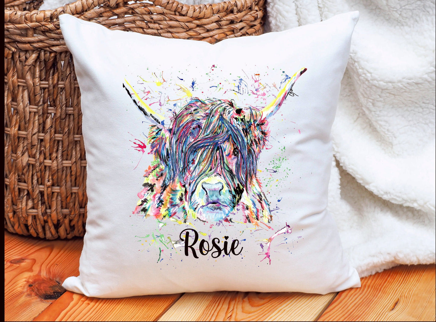 Personalised Highland Cow tote Bag, Personalised Highland Cow Cushion, Personalised Highland Cow Gift, Friend Gift, Highland Cow Mug