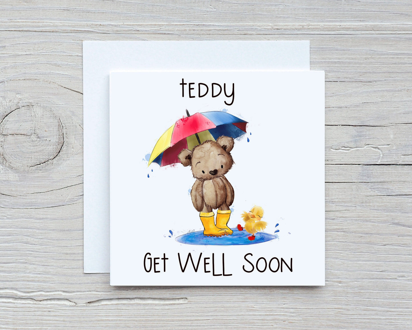 Personalised Get Well Soon Card, Teddy Bear Get Well Soon Card