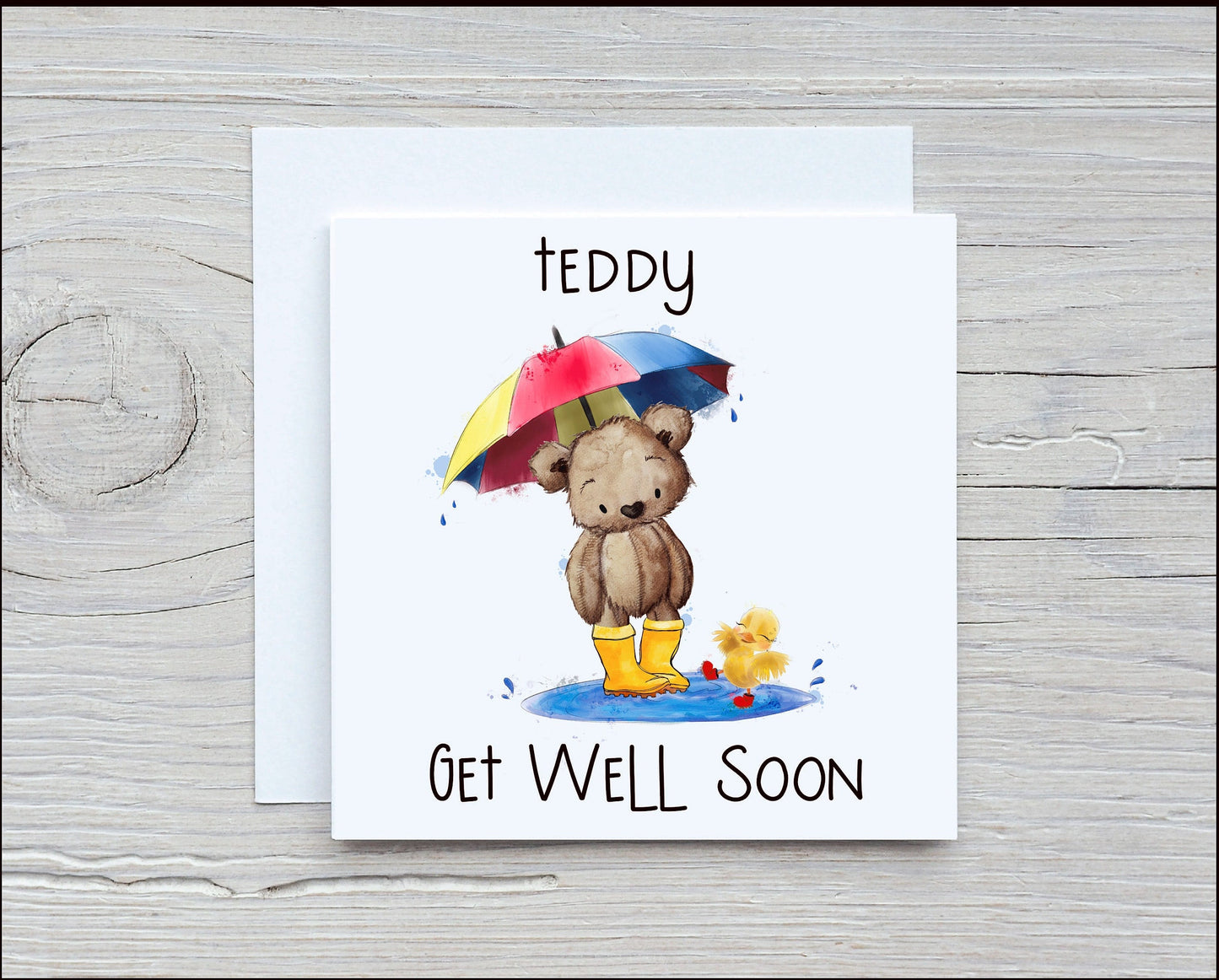 Personalised Get Well Soon Card, Teddy Bear Get Well Soon Card