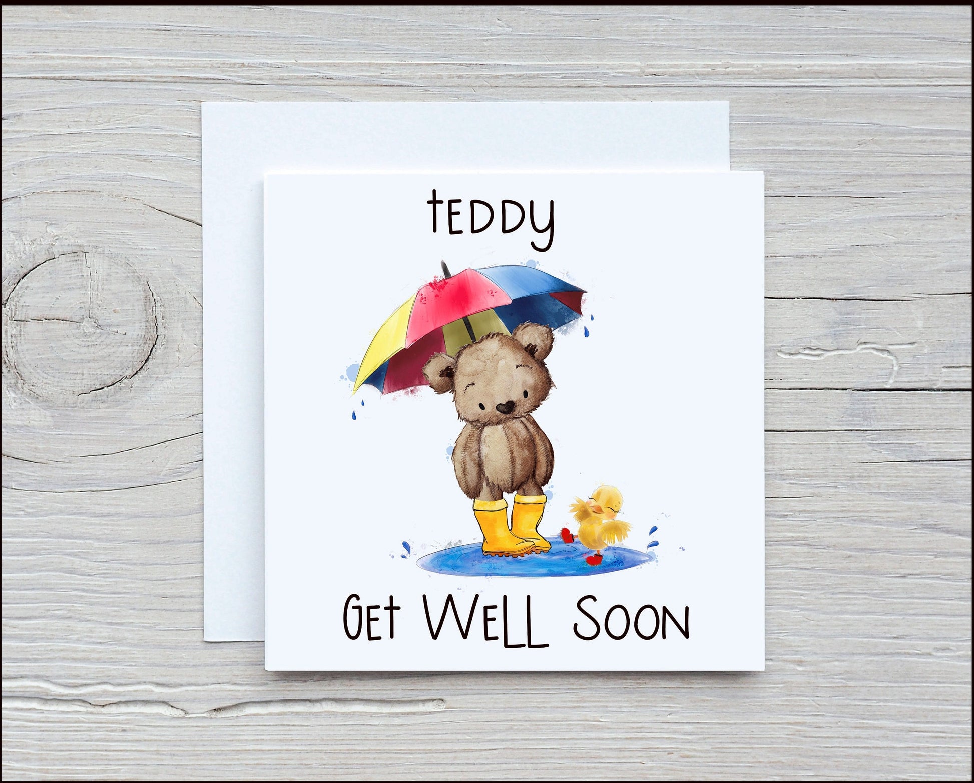 Personalised Get Well Soon Card, Teddy Bear Get Well Soon Card