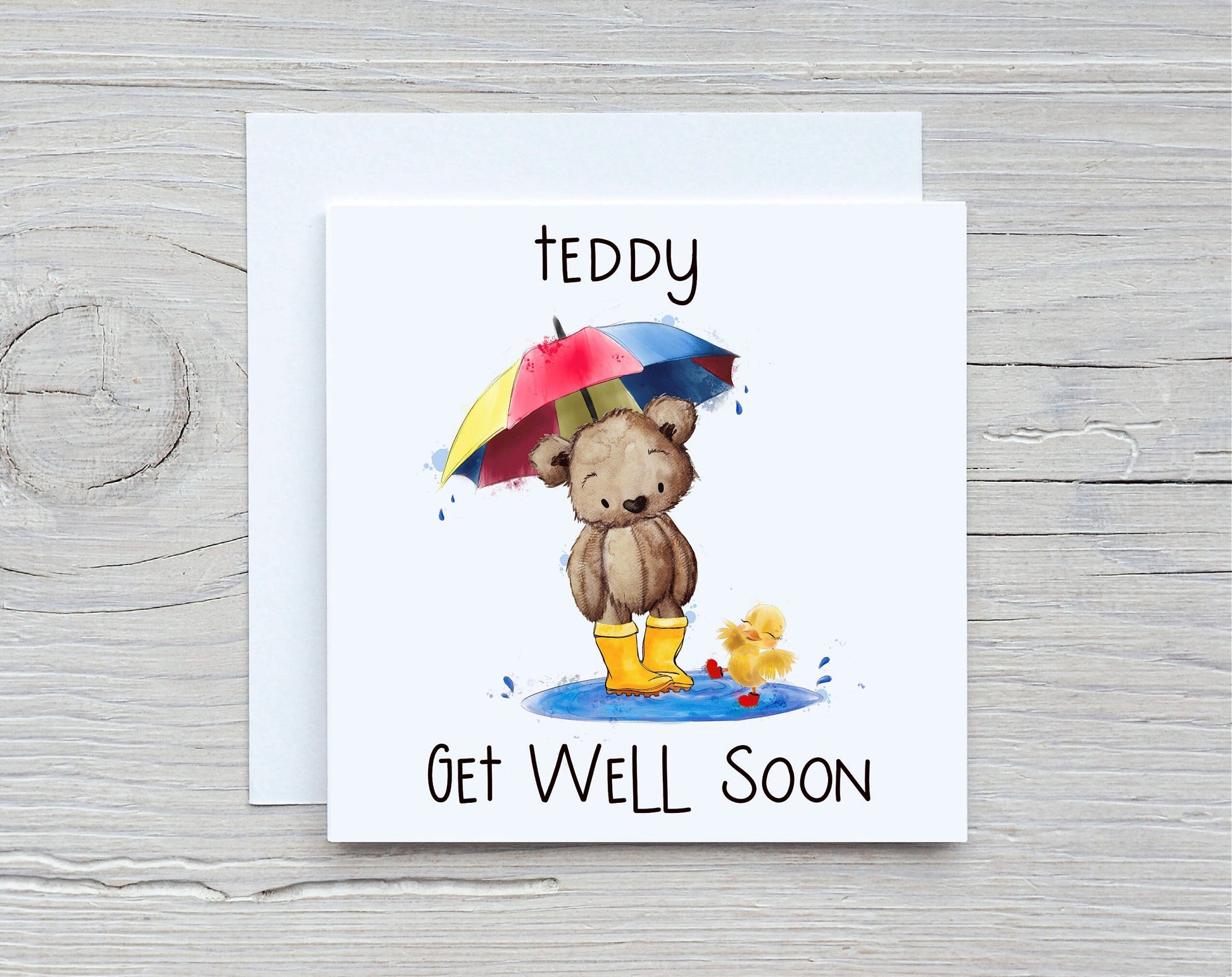 Personalised Get Well Soon Card, Teddy Bear Get Well Soon Card