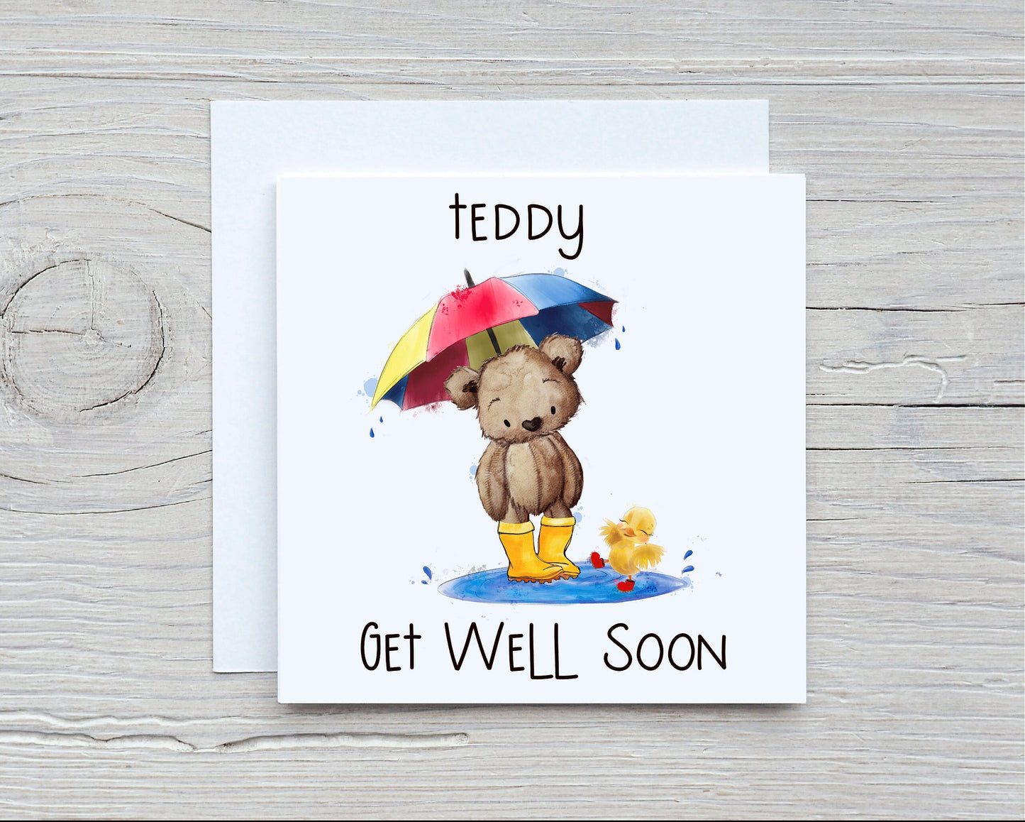 Personalised Get Well Soon Card, Teddy Bear Get Well Soon Card