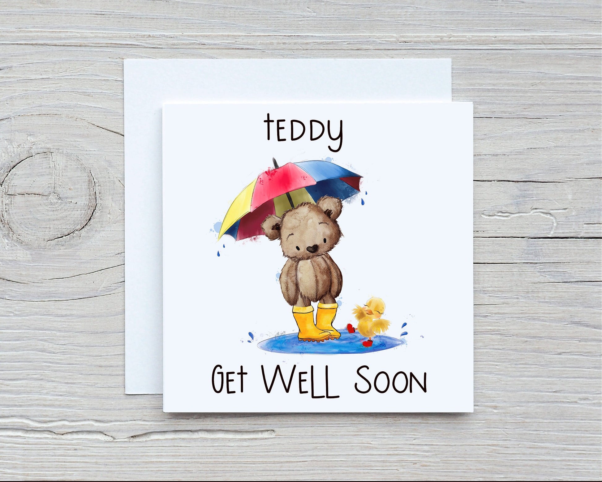 Personalised Get Well Soon Card, Teddy Bear Get Well Soon Card
