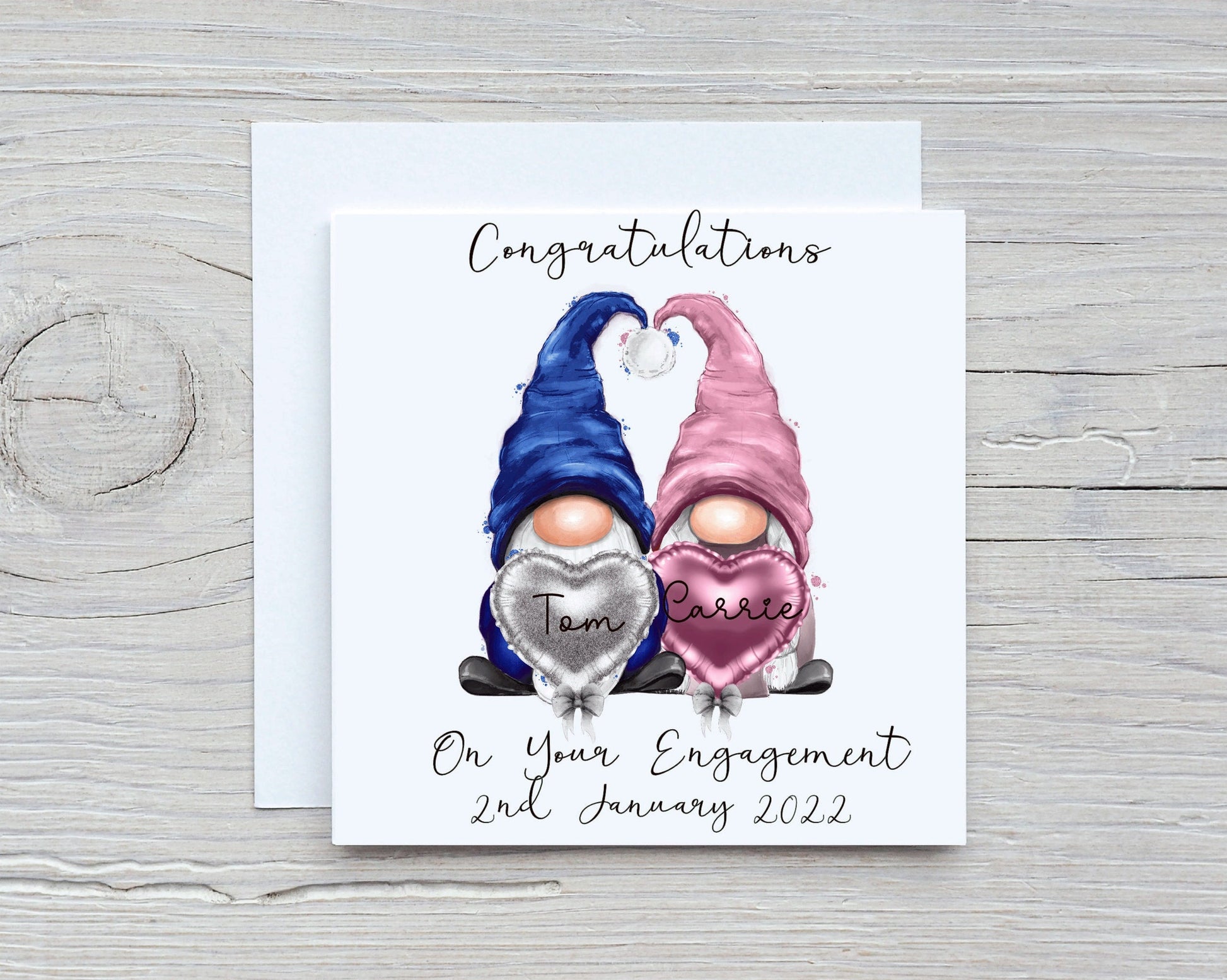 Engagement Card, Gonk Personalised Engagement Card, Congratulations Special Couple Engagement Card, Gonk, Gnome Personalised Engagement Card