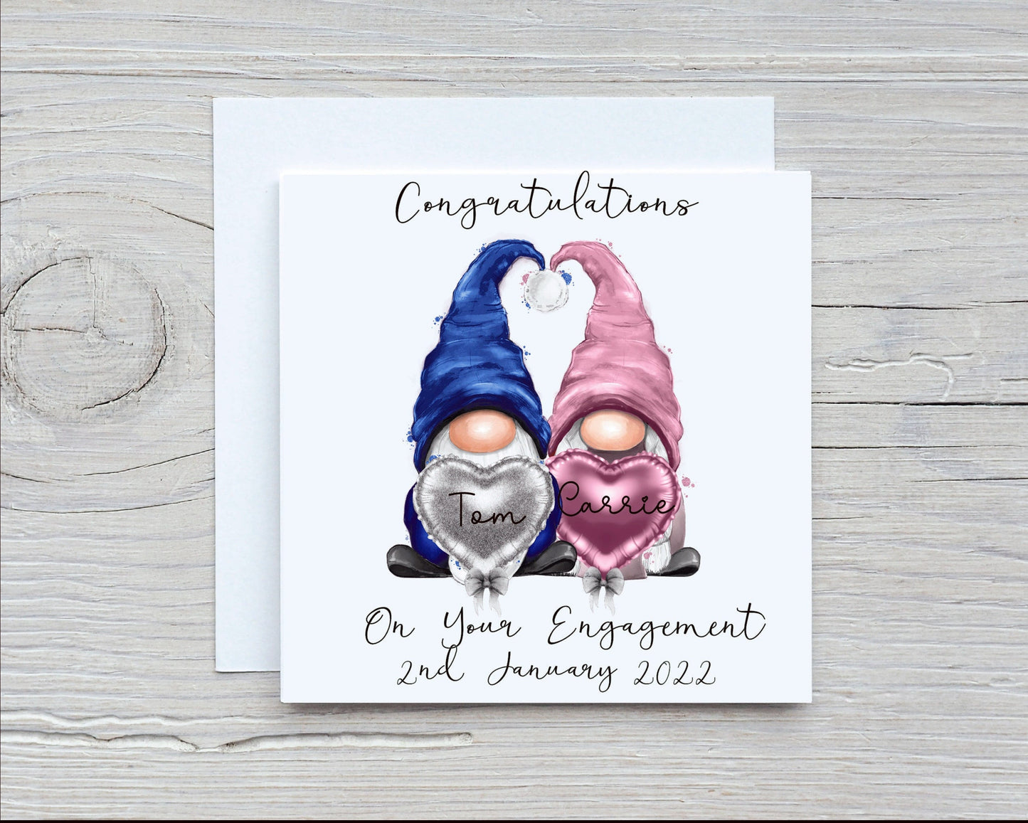 Engagement Card, Gonk Personalised Engagement Card, Congratulations Special Couple Engagement Card, Gonk, Gnome Personalised Engagement Card