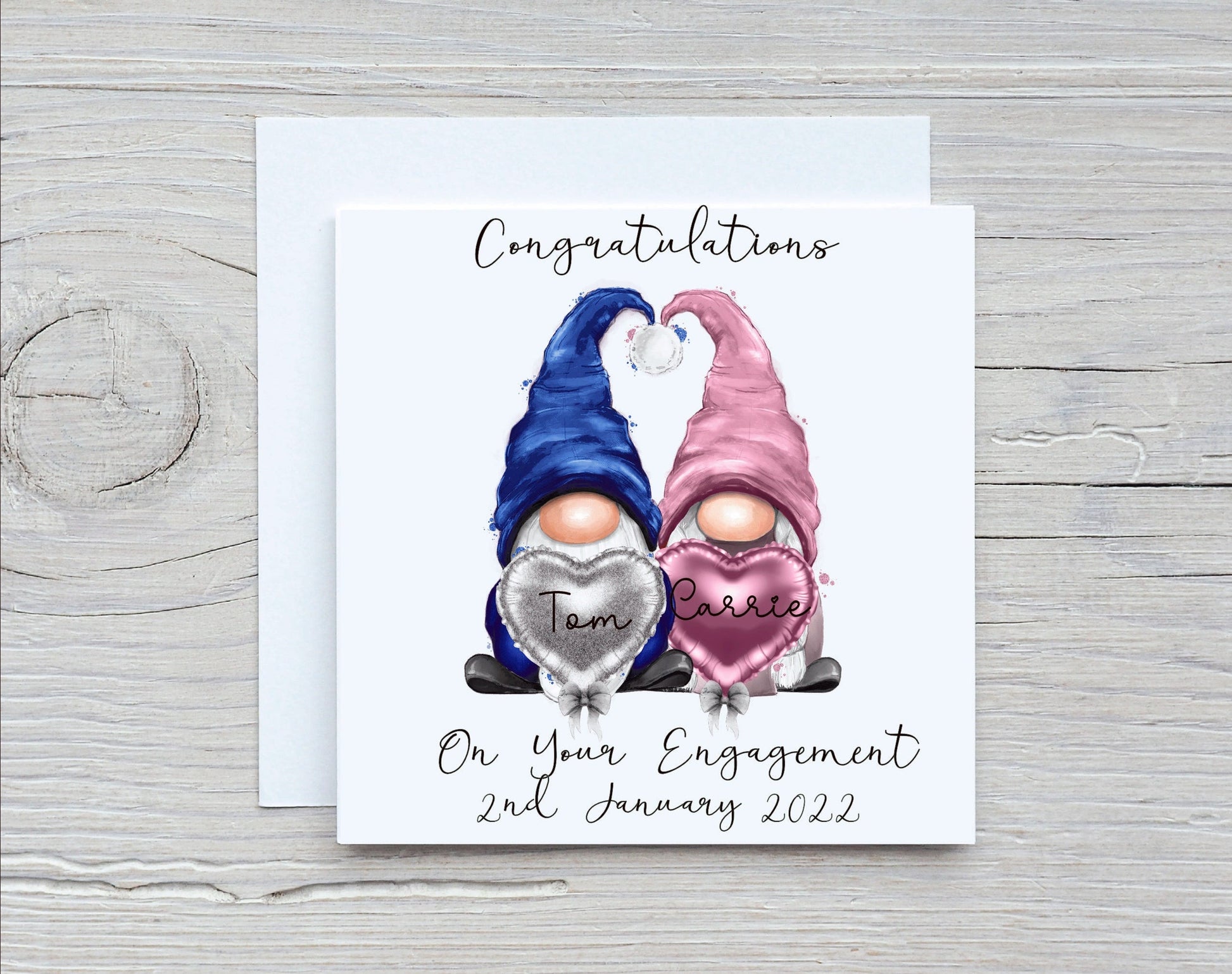 Engagement Card, Gonk Personalised Engagement Card, Congratulations Special Couple Engagement Card, Gonk, Gnome Personalised Engagement Card