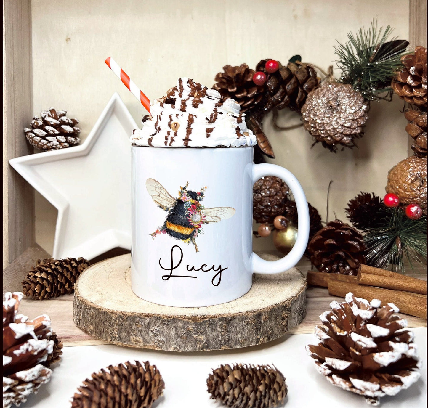 Personalised Bee Mug, Bumble Bee Mug Gift Set, Bee Gifts, Bumble Bee Gift, Secret Santa, Stocking Filler, Gifts For Her