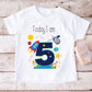 Today I Am 5 Birthday T-Shirt, Rocket Birthday T-Shirt,Personalised Child's Birthday T-Shirt, Today I Am 4, Today I Am 3