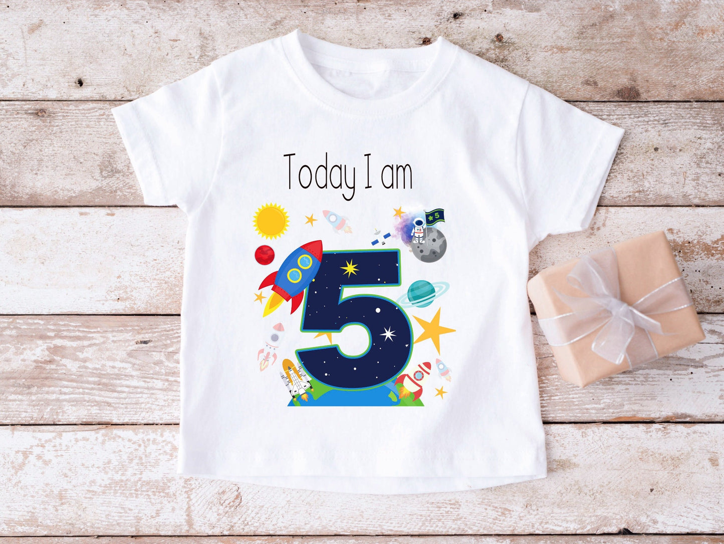 Today I Am 5 Birthday T-Shirt, Rocket Birthday T-Shirt,Personalised Child's Birthday T-Shirt, Today I Am 4, Today I Am 3