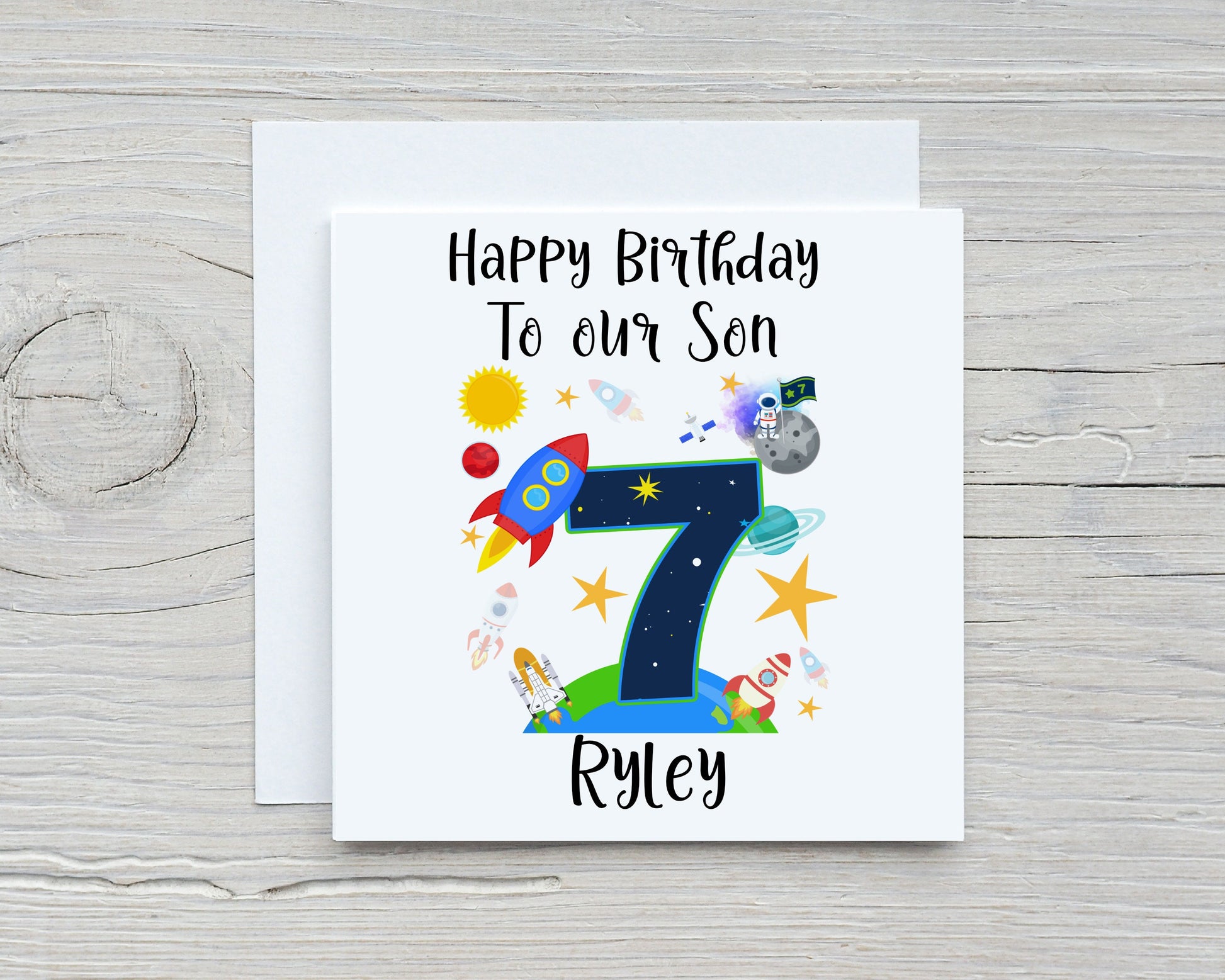 Personalised Son Birthday Card, Personalised Rocket Birthday Card, Today I Am 2, 6 Today, 3 Today