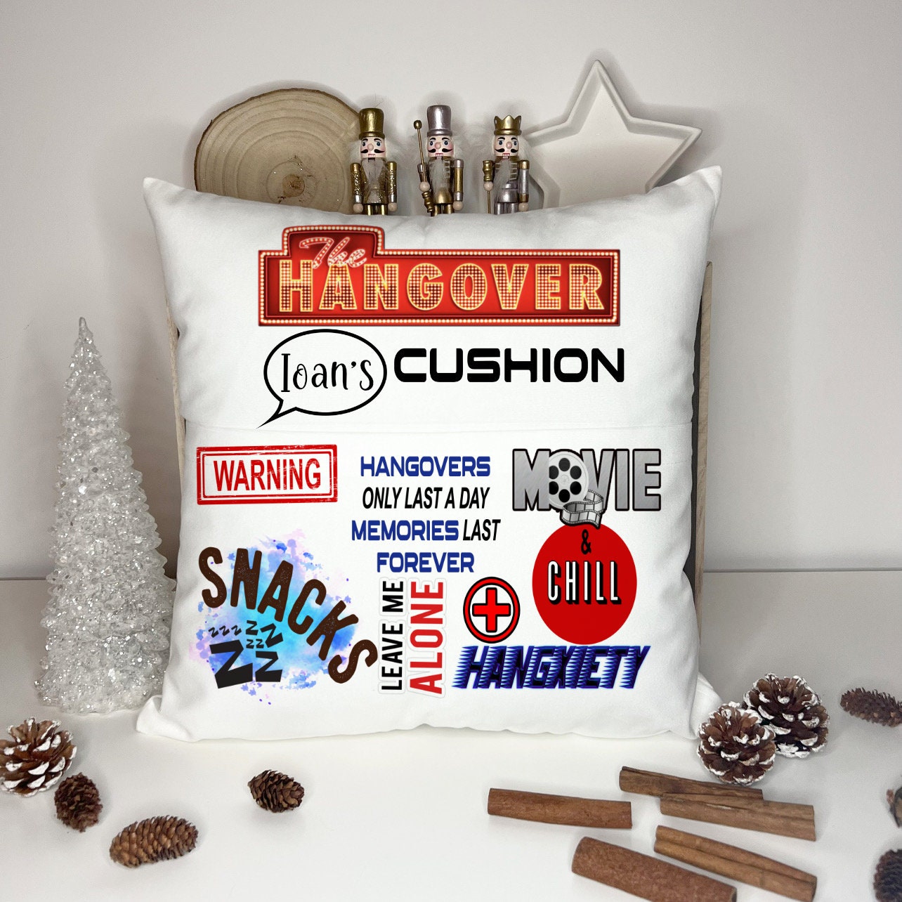 Hangover Cushion Gift, Personalised Hangover Pocket Cushion, Funny Gift Idea, 18th Birthday Gift For Her, Gift For Him, Coming Of Age