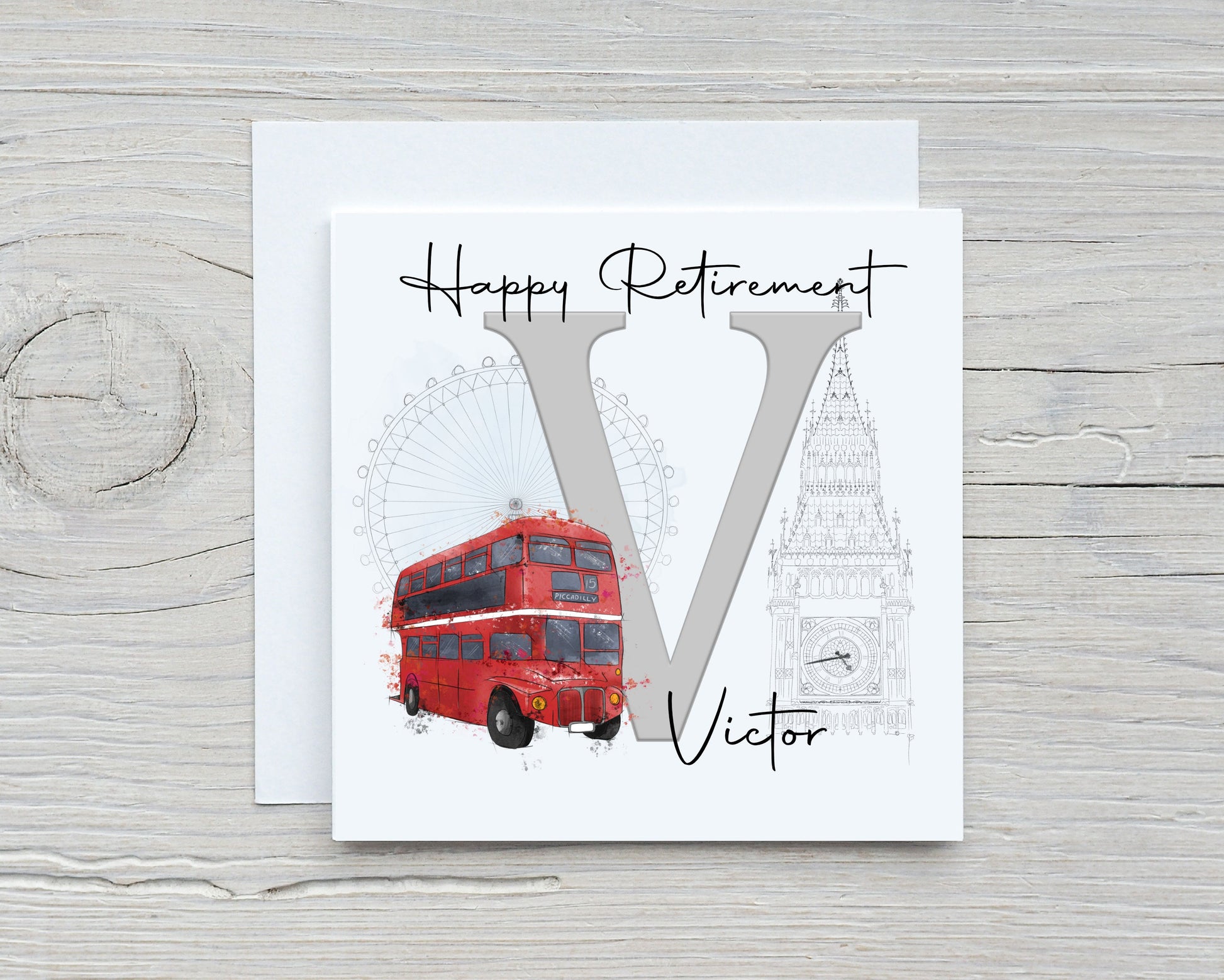 Personalised Retirement Card, London Bus Retirement Card, Retirement Card For Men, Retirement Card For Women