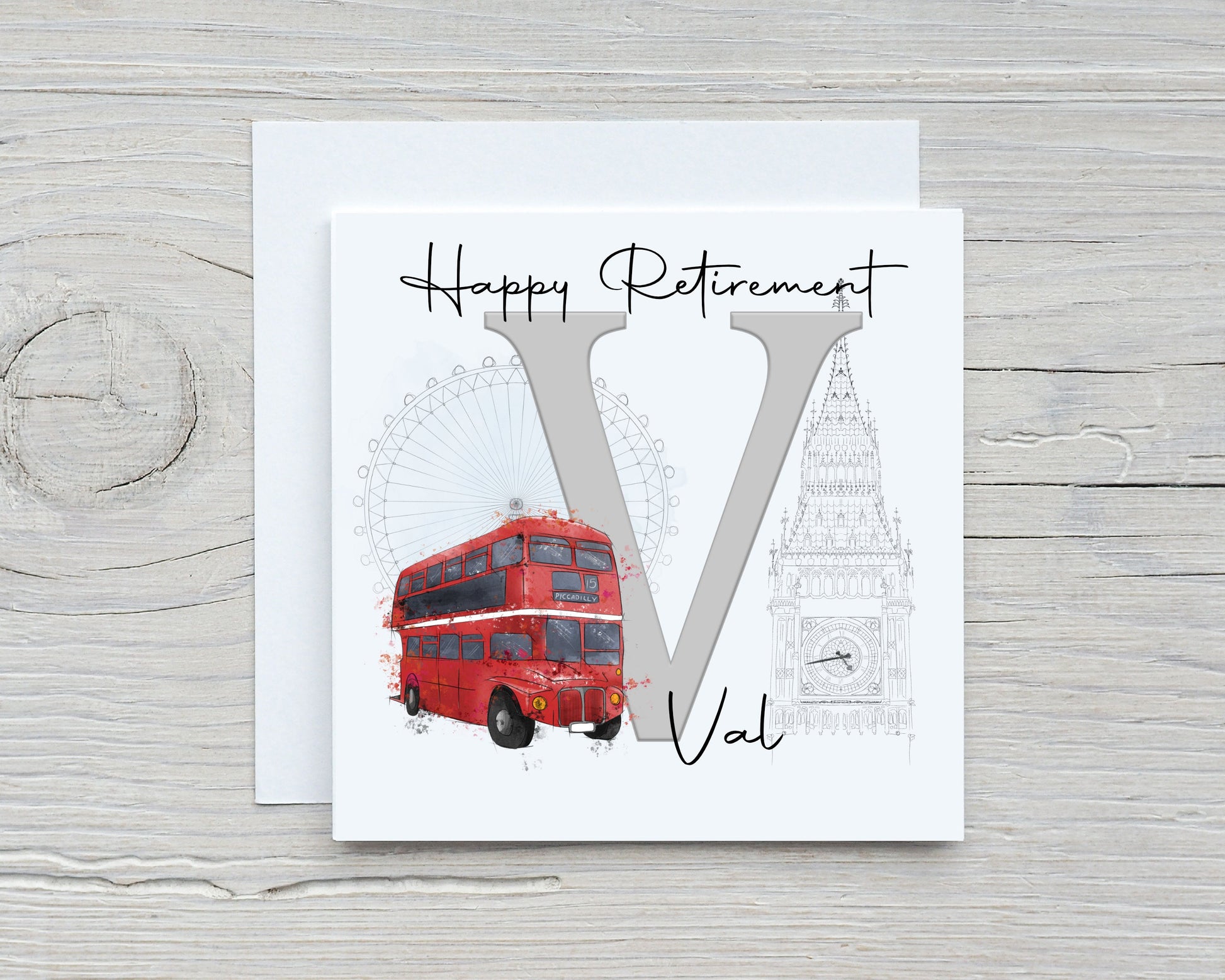 Personalised Retirement Card, London Bus Retirement Card, Retirement Card For Men, Retirement Card For Women