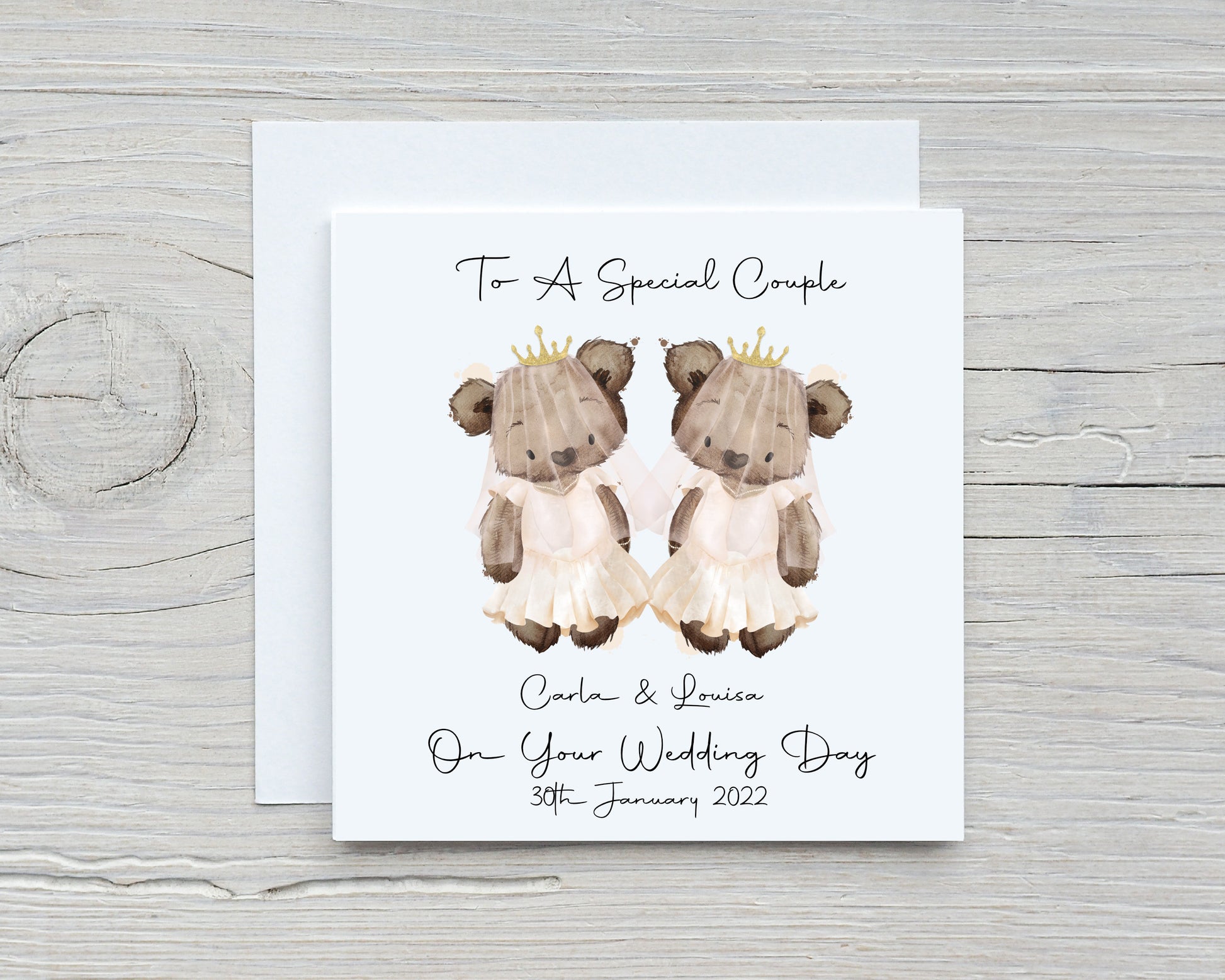 Personalised Lesbian Wedding Day Card, LGBQT Personalised Wedding Card, Wedding Day Bride & Bride Card