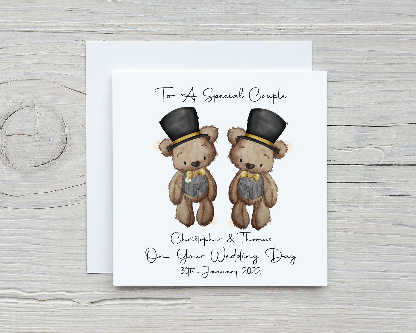 Personalised Gay Wedding Day Card, LGBQT+ Personalised Wedding Card, Wedding Day Groom & Groom Card, Mr And Mr Wedding Card