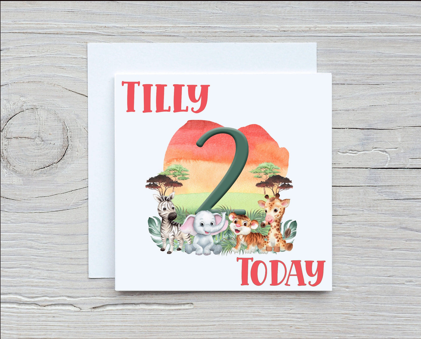 Kids Personalised Jungle Birthday Card, Kids Jungle Birthday Card, Children's Personalised Jungle Birthday Card
