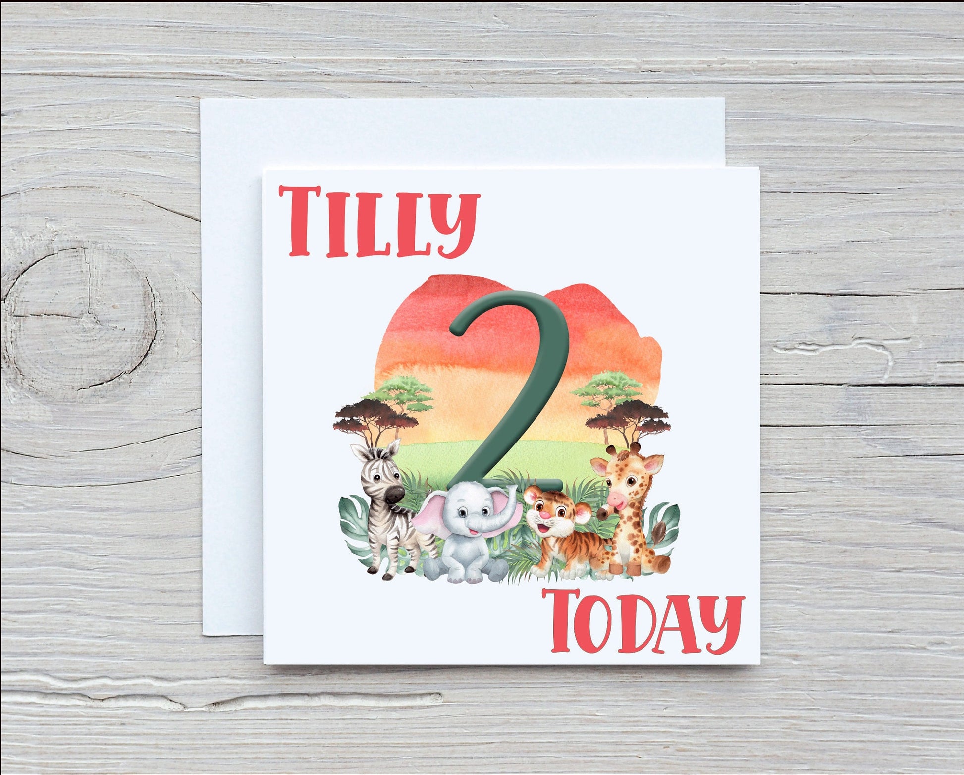 Kids Personalised Jungle Birthday Card, Kids Jungle Birthday Card, Children's Personalised Jungle Birthday Card