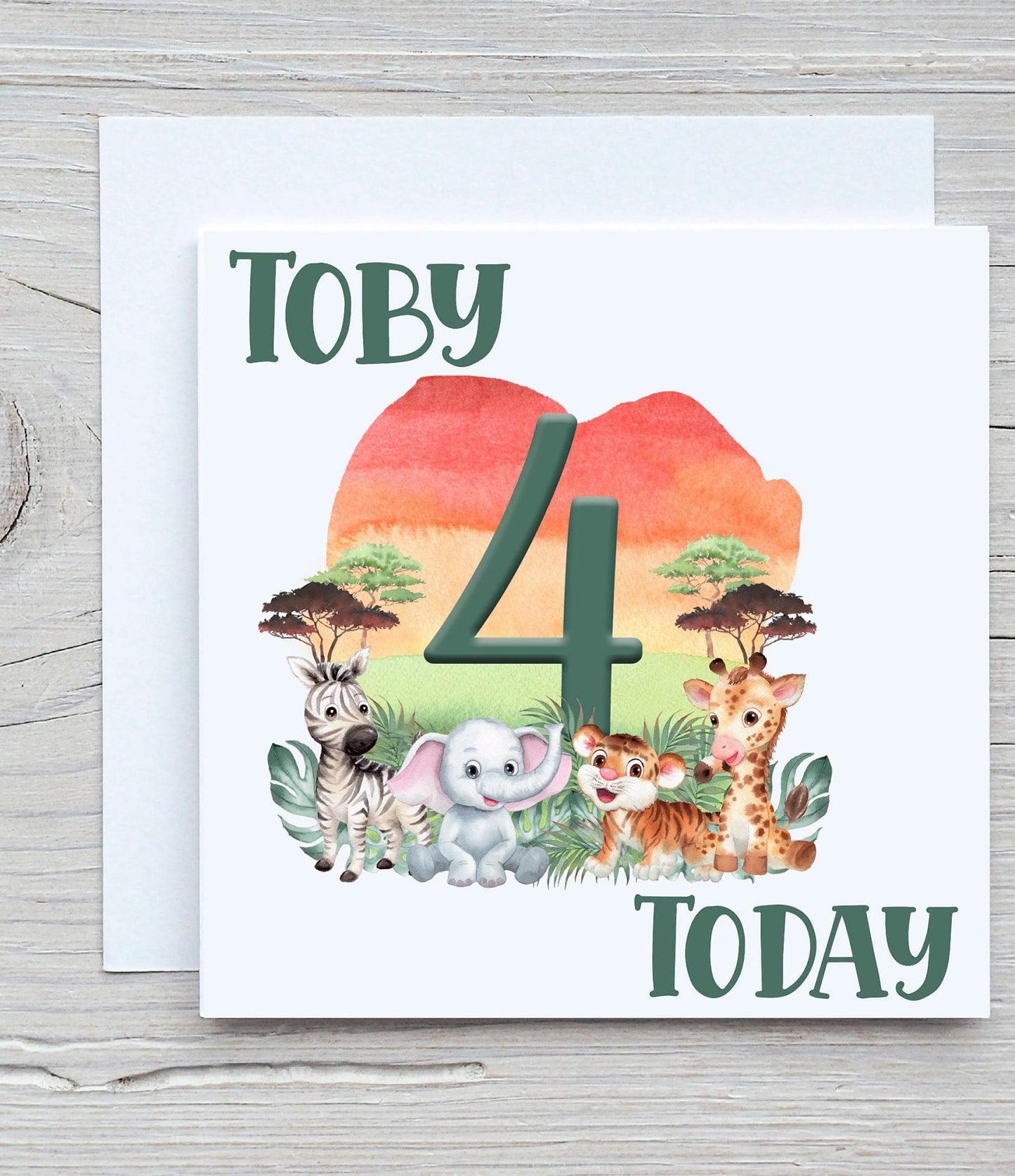 Kids Personalised Jungle Birthday Card, Kids Jungle Birthday Card, Children's Personalised Jungle Birthday Card