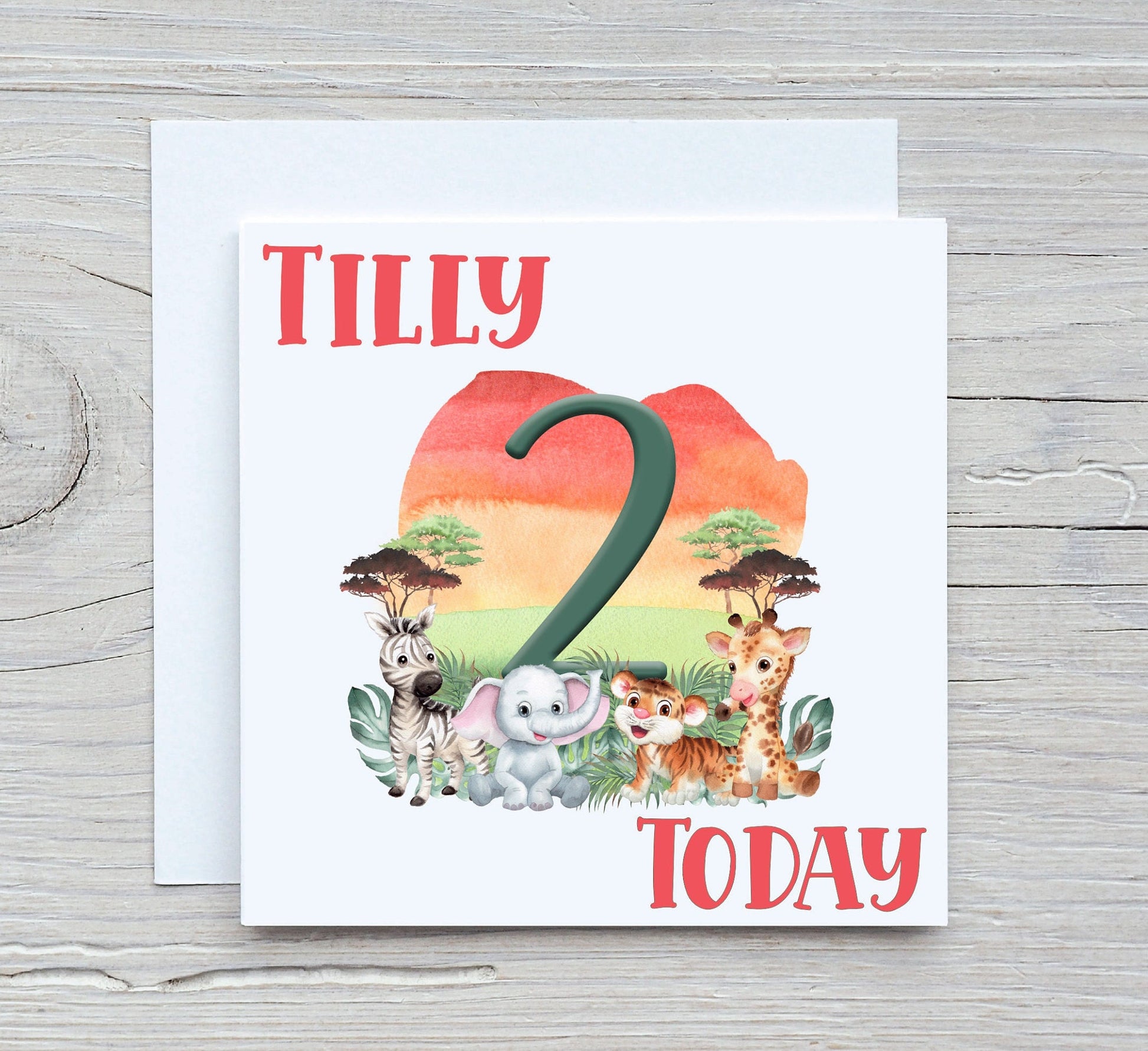 Kids Personalised Jungle Birthday Card, Kids Jungle Birthday Card, Children's Personalised Jungle Birthday Card