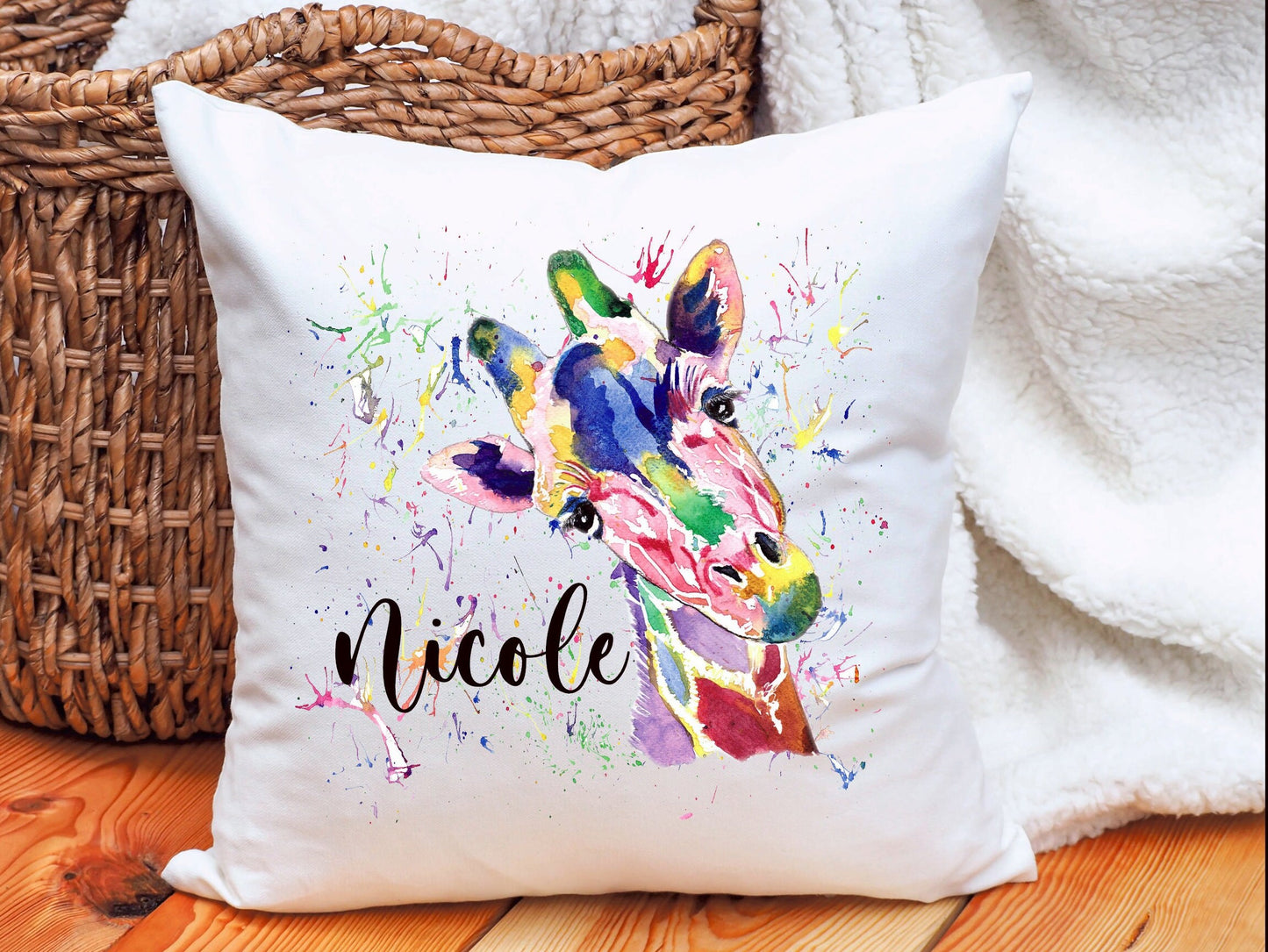 Giraffe Cushion Gift, Personalised Giraffe Cushion Gift, Friend Gift