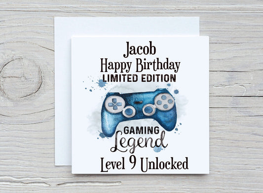 Gamer Birthday Card, Personalised Gamer Birthday Card, Birthday Card For Gamers, Gaming Controller Card, Gaming Card, Level Unlocked