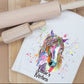 Personalised Horse T-Towel, Watercolour Horse T-Towel, Gifts For The Home, Homewear Gifts.
