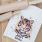 Personalised Tiger T-Towel, Watercolour Tiger T-Towel, Gifts For The Home, Homewear Gifts. Tiger Gifts