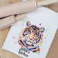 Personalised Tiger T-Towel, Watercolour Tiger T-Towel, Gifts For The Home, Homewear Gifts. Tiger Gifts