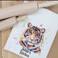 Personalised Tiger T-Towel, Watercolour Tiger T-Towel, Gifts For The Home, Homewear Gifts. Tiger Gifts