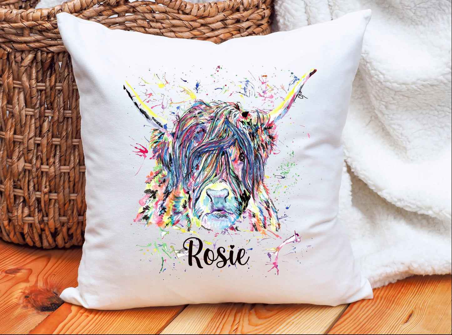Personalised Highland Cow tote Bag, Personalised Highland Cow Cushion, Personalised Highland Cow Gift, Friend Gift, Highland Cow Mug