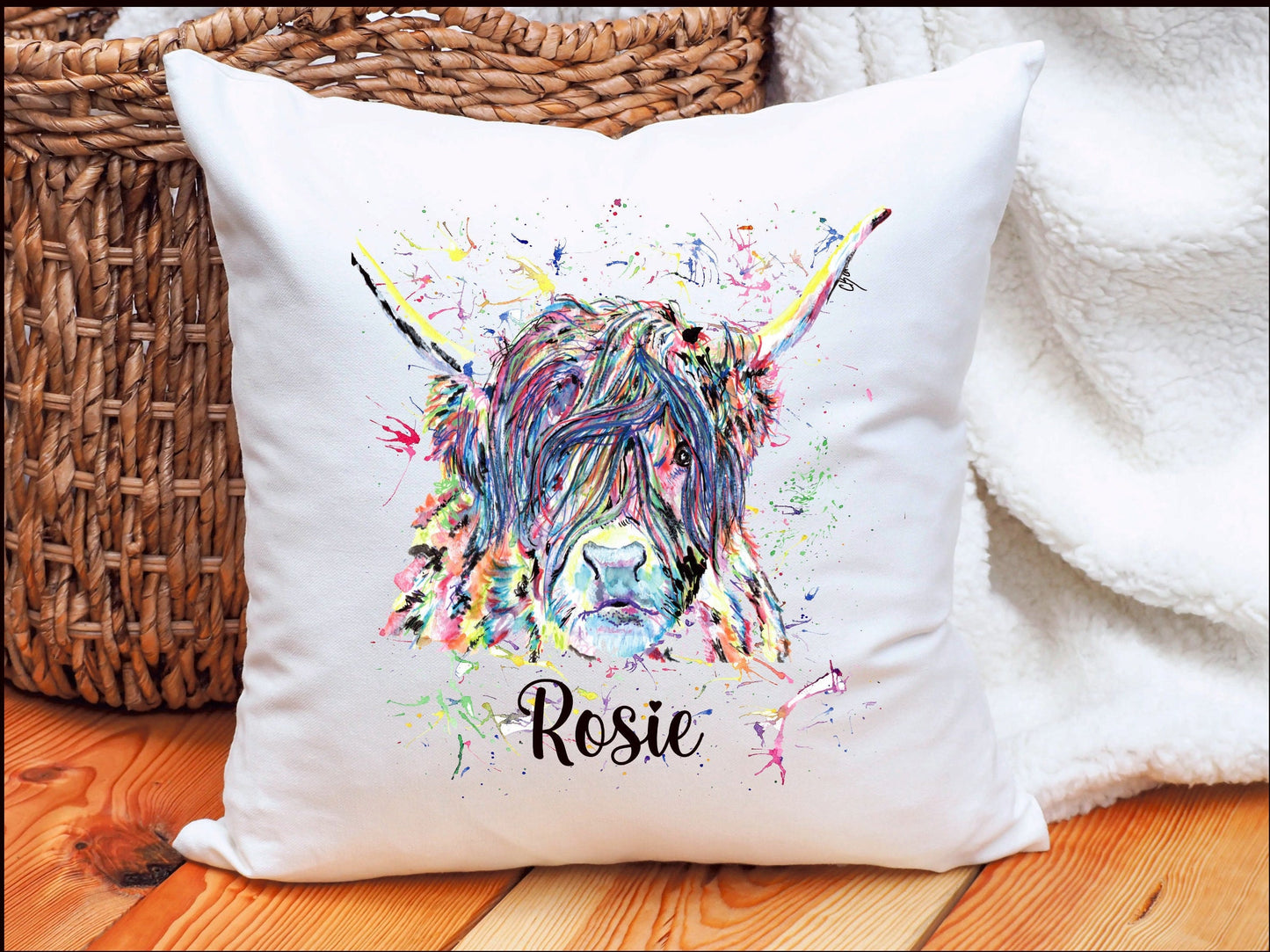 Personalised Highland Cow tote Bag, Personalised Highland Cow Cushion, Personalised Highland Cow Gift, Friend Gift, Highland Cow Mug