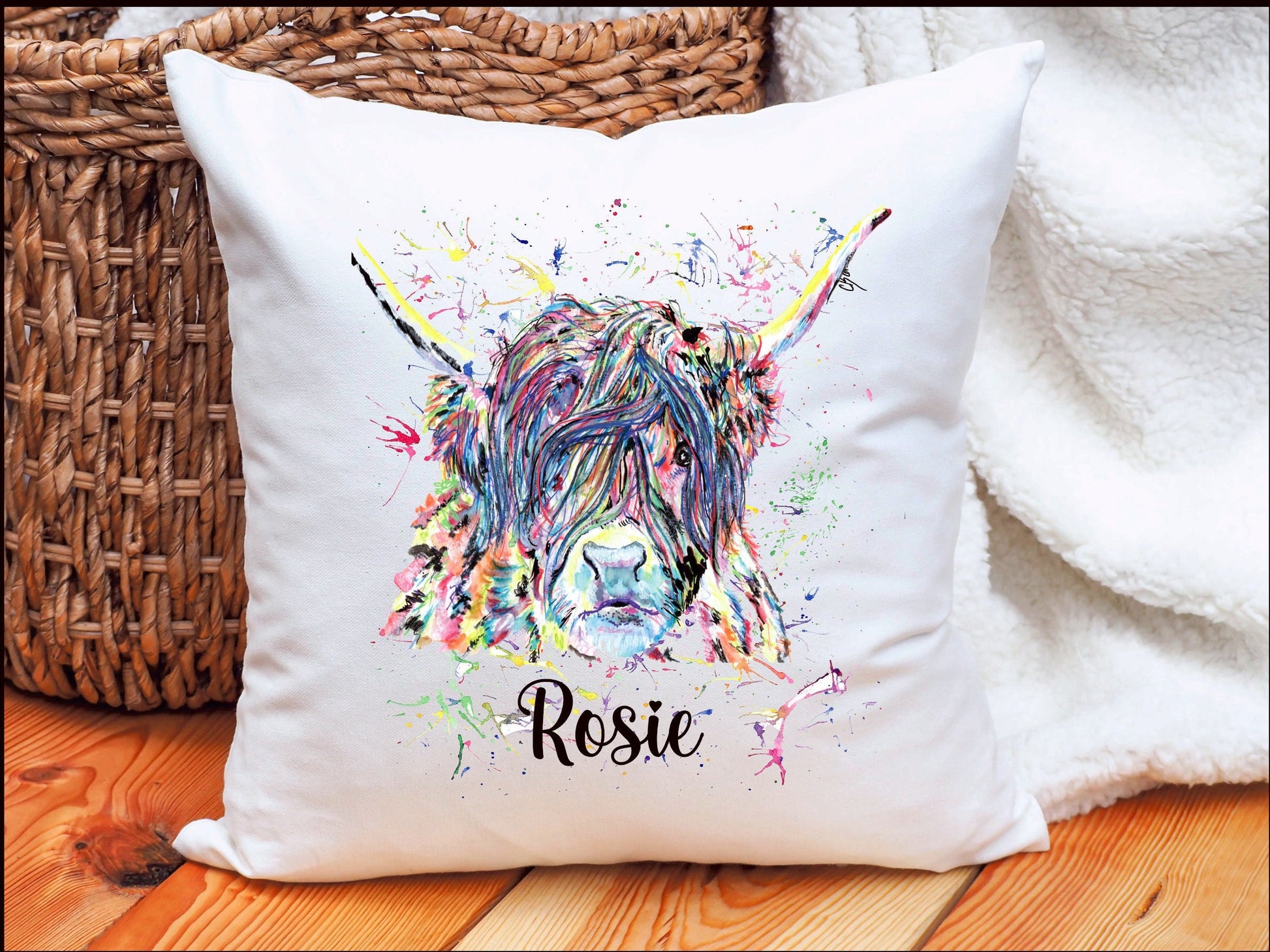 Personalised Highland Cow tote Bag, Personalised Highland Cow Cushion, Personalised Highland Cow Gift, Friend Gift, Highland Cow Mug