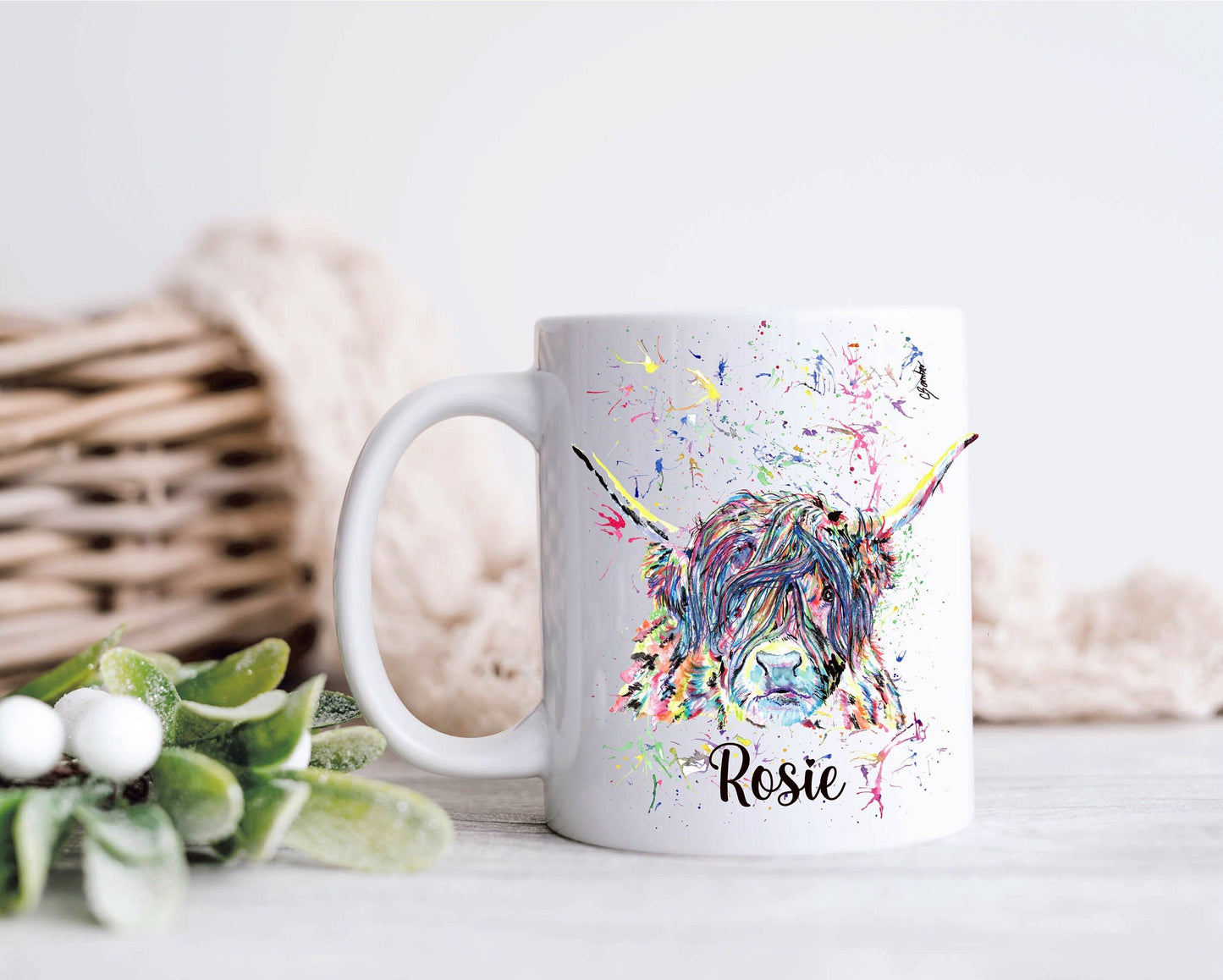 Personalised Highland Cow Mug, Highland Cow Cushion Gift, Personalised Highland Cow Cushion Gift, Friend Gift, Highland Cow Mug